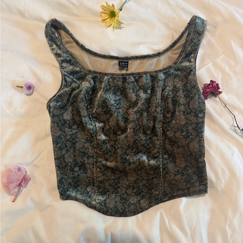 Velvet Floral Corset Top